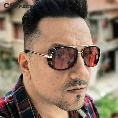 SU079-5643 Iron Man Retro Sun Glasses Red Lenses For Men Steampunk Sunglasses Women Vintage Male Sunglasses Men Goggle UV400