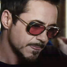 Carica l'immagine nel visualizzatore di Gallery, SU079-5643 Iron Man Retro Sun Glasses Red Lenses For Men Steampunk Sunglasses Women Vintage Male Sunglasses Men Goggle UV400