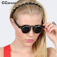 Load image into Gallery viewer, SU089-9535 Steampunk Sunglasses Style Retro Flip Circular Double Metal Sun Glasses Double Lens Vintage Uv400