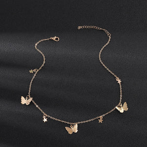 New Fashion Small Animal Butterfly Stars Chain Necklaces Gold Silver Color Clavicle Chain Necklaces For Women Jewelry