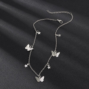 New Fashion Small Animal Butterfly Stars Chain Necklaces Gold Silver Color Clavicle Chain Necklaces For Women Jewelry
