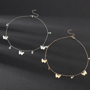 New Fashion Small Animal Butterfly Stars Chain Necklaces Gold Silver Color Clavicle Chain Necklaces For Women Jewelry
