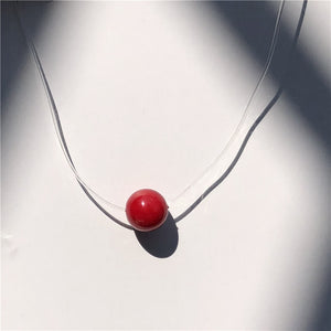 New Personality Fashion Square Imitation Pearl Crystal Zircon Necklace Invisible Transparent Fishing Line Necklace Women