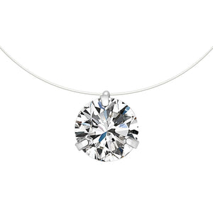 New Personality Fashion Square Imitation Pearl Crystal Zircon Necklace Invisible Transparent Fishing Line Necklace Women