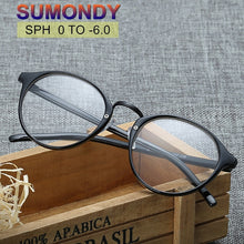 Load image into Gallery viewer, Prescription Glasses Nearsighted SPH -1.0 TO -6.0 Men Women Exquisite Round Frame Myopia Spectacles With Dioptre