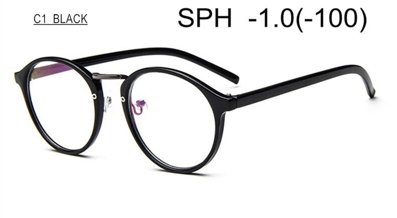 Prescription Glasses Nearsighted SPH -1.0 TO -6.0 Men Women Exquisite Round Frame Myopia Spectacles With Dioptre