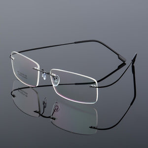SUMONDY Rimless Titanium Alloy Glasses Frame Men Women Square Plain Glass Spectacles Toughness Prescription Eyewear Frames UF60