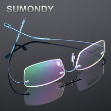 Load image into Gallery viewer, SUMONDY Rimless Titanium Alloy Glasses Frame Men Women Square Plain Glass Spectacles Toughness Prescription Eyewear Frames UF60