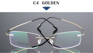 SUMONDY Rimless Titanium Alloy Glasses Frame Men Women Square Plain Glass Spectacles Toughness Prescription Eyewear Frames UF60