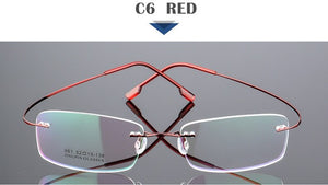 SUMONDY Rimless Titanium Alloy Glasses Frame Men Women Square Plain Glass Spectacles Toughness Prescription Eyewear Frames UF60