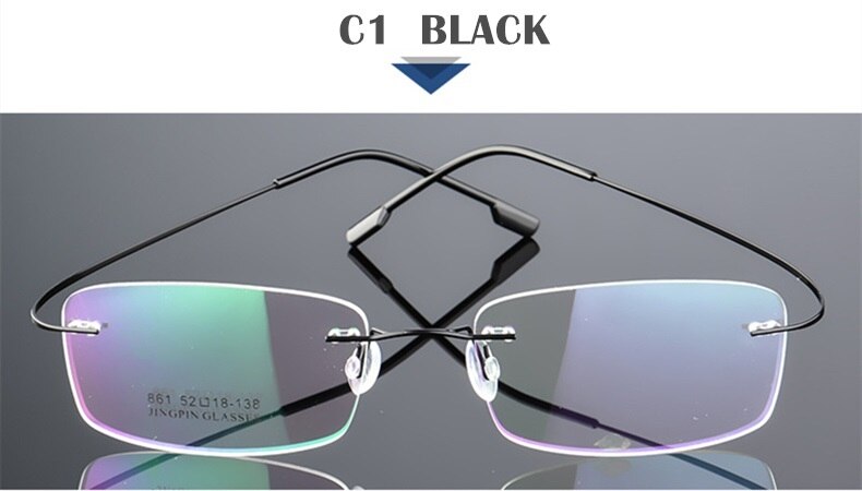 SUMONDY Rimless Titanium Alloy Glasses Frame Men Women Square Plain Glass Spectacles Toughness Prescription Eyewear Frames UF60