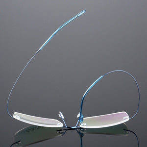 SUMONDY Rimless Titanium Alloy Glasses Frame Men Women Square Plain Glass Spectacles Toughness Prescription Eyewear Frames UF60