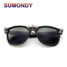 Load image into Gallery viewer, SUMONDY Skull Rhinestone Sunglasses Woman Men Black Cat-Eye Steampunk CE Sun Shades Party Festival Hip Hop Style SU39