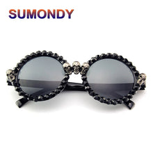 Load image into Gallery viewer, SUMONDY Skull Round Frame Sunglasses Men Women Bardian Cool Black Party Sun Glasses Halloween Ball Hip Hop Funny Eyeglasses SU41