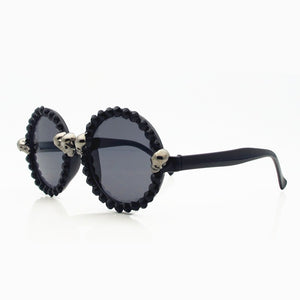 SUMONDY Skull Round Frame Sunglasses Men Women Bardian Cool Black Party Sun Glasses Halloween Ball Hip Hop Funny Eyeglasses SU41