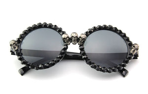 SUMONDY Skull Round Frame Sunglasses Men Women Bardian Cool Black Party Sun Glasses Halloween Ball Hip Hop Funny Eyeglasses SU41