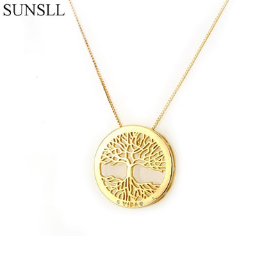 Gold/Black/Silver Color Copper White Cubic Zirconia Life Tree Pendant Necklaces Women's Fashion Jewelry CZ Colar Feminina