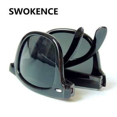 SWOKENCE  Folding Sunglasses Women Men Portable Foldable Sun Glasses Rivet Frame Folded UV400 Optical Spectacles SA14