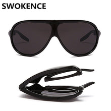 Load image into Gallery viewer, SWOKENCE Folding Sunglasses Men Women Retro Large Size Foldable UV400 Sun Glasses Gray Lenses With Portable Box SA22