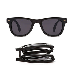 SWOKENCE Folding Sunglasses Men Women Retro Large Size Foldable UV400 Sun Glasses Gray Lenses With Portable Box SA22