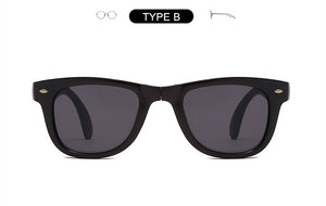 SWOKENCE Folding Sunglasses Men Women Retro Large Size Foldable UV400 Sun Glasses Gray Lenses With Portable Box SA22