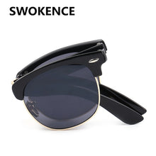 Load image into Gallery viewer, SWOKENCE Portable Folding Sunglasses With Box Women Men Upscale Brand Retro Foldable UV400 Sunscreen Spectacles For Driving SA02