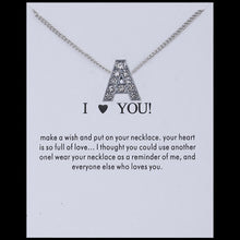 Carica l&#39;immagine nel visualizzatore di Gallery, Sale 1PC Fashion Silvery Shiny Charms Necklace crystal Pendant letters Personalized Letters Necklaces Women Jewelry