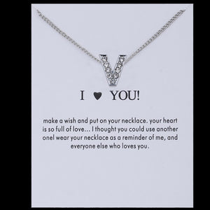 Sale 1PC Fashion Silvery Shiny Charms Necklace crystal Pendant letters Personalized Letters Necklaces Women Jewelry