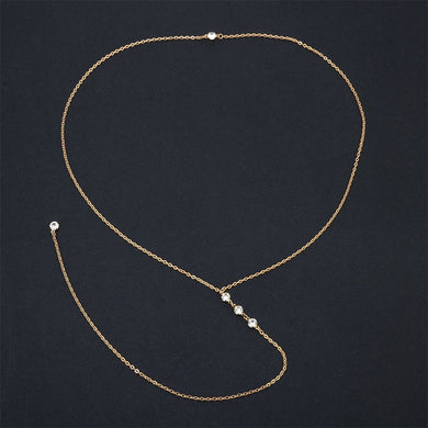 Sale 1Pc Golden/Silvery 2 Styles Crystal Long Sexy Backless Body Bare Back Pendant Necklace Chain Fashion Jewelry Charm Gift