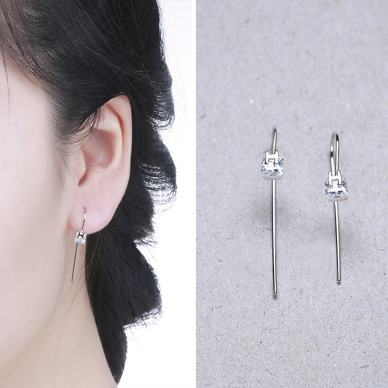 Sale S925 Pure Silver Inl Hanging Ears The European And American Fashion A Undertakes Joker Silver Ornament Factory
