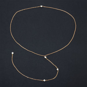 Sale Women Long Necklace Body Sexy Chain Bare Back Gold Silver Gold Crystal Pendant Chain Necklace Backdrop Beach Body jewelry