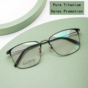 Sales Promotion  Pure Titanium High-End Polygonal Retro Frame Big Face Prescription Glasses For Men And Women
