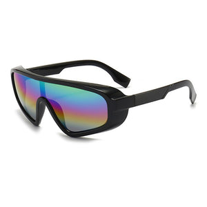 Samjune Personality Dazzle Color Large Frame Sunglasses Women Retro Conjoined Connected Piece Windshield Sun Glasses