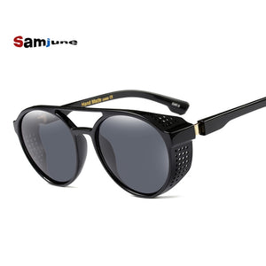 Samjune Steampunk Sunglasses Women Men Retro Goggles Round Flip Up Glasses steam punk Vintage Eyewear Oculos de sol