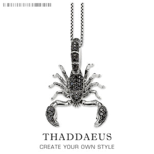 Scorpion Link Chain Necklace,925 Sterling Silver Ts Fashion Jewelry Thomas Style Rebel Cross Bijoux Gift For Men & Women Friend
