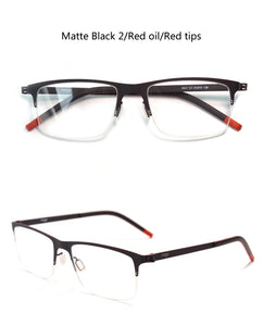 Screwless Germany Berlin Design Metal Eyewear Optical Frame Ultra Light Flexible Half Rim Men Prescription Myopia Spectacles