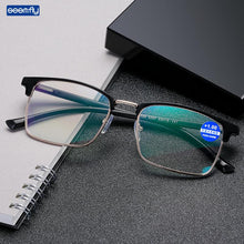 Load image into Gallery viewer, Seemfly Men&#39;s Reading Glasses Business Glasses Big Square Glassware Metal Half Frame Presbyopia Eyeglasses +1 +1.5 +2 +2.5 +3 +4