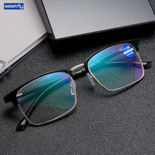 Load image into Gallery viewer, Seemfly Men&#39;s Reading Glasses Business Glasses Big Square Glassware Metal Half Frame Presbyopia Eyeglasses +1 +1.5 +2 +2.5 +3 +4