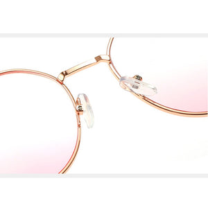 Seemfly Pink Blush Gradient Glasses Round Decorative Sunglasses Women Korean Cute Girlish Style Shades Eyewear