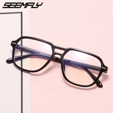 Seemfly Retro Anti Blue Rays Glasses Men Women Big Frame Clear Lens Eyeglasses Spectacle Plain Mirror Unisex Eyewear New