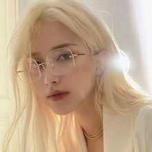 Carica l&#39;immagine nel visualizzatore di Gallery, Seemfly Square Transparent Glasses Jennie Same Paragraph Frameless Women Men Optical Frames Unisex Glasses Retro Metal Eyewear
