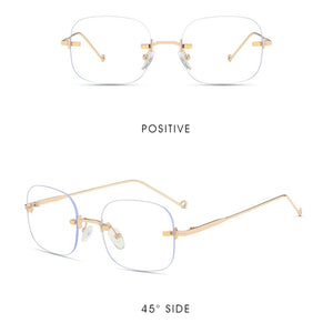 Seemfly Square Transparent Glasses Jennie Same Paragraph Frameless Women Men Optical Frames Unisex Glasses Retro Metal Eyewear