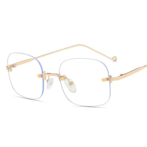 Seemfly Square Transparent Glasses Jennie Same Paragraph Frameless Women Men Optical Frames Unisex Glasses Retro Metal Eyewear