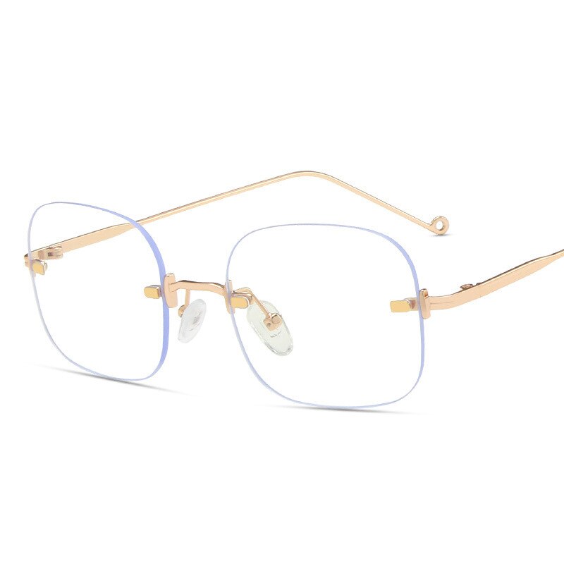 Seemfly Square Transparent Glasses Jennie Same Paragraph Frameless Women Men Optical Frames Unisex Glasses Retro Metal Eyewear