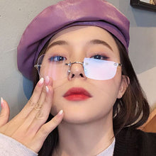 Carica l&#39;immagine nel visualizzatore di Gallery, Seemfly Square Transparent Glasses Jennie Same Paragraph Frameless Women Men Optical Frames Unisex Glasses Retro Metal Eyewear