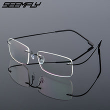 Load image into Gallery viewer, Seemfly Titanium Metal Glasses Frame Men Women Rimless Eyeglasses Spectacle Female Male Goggle Flexible Eyewear Unisex