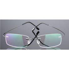 Load image into Gallery viewer, Seemfly Titanium Metal Glasses Frame Men Women Rimless Eyeglasses Spectacle Female Male Goggle Flexible Eyewear Unisex