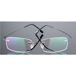 Seemfly Titanium Metal Glasses Frame Men Women Rimless Eyeglasses Spectacle Female Male Goggle Flexible Eyewear Unisex