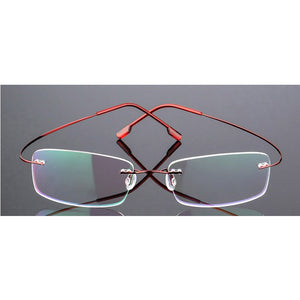 Seemfly Titanium Metal Glasses Frame Men Women Rimless Eyeglasses Spectacle Female Male Goggle Flexible Eyewear Unisex