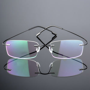 Seemfly Titanium Metal Glasses Frame Men Women Rimless Eyeglasses Spectacle Female Male Goggle Flexible Eyewear Unisex